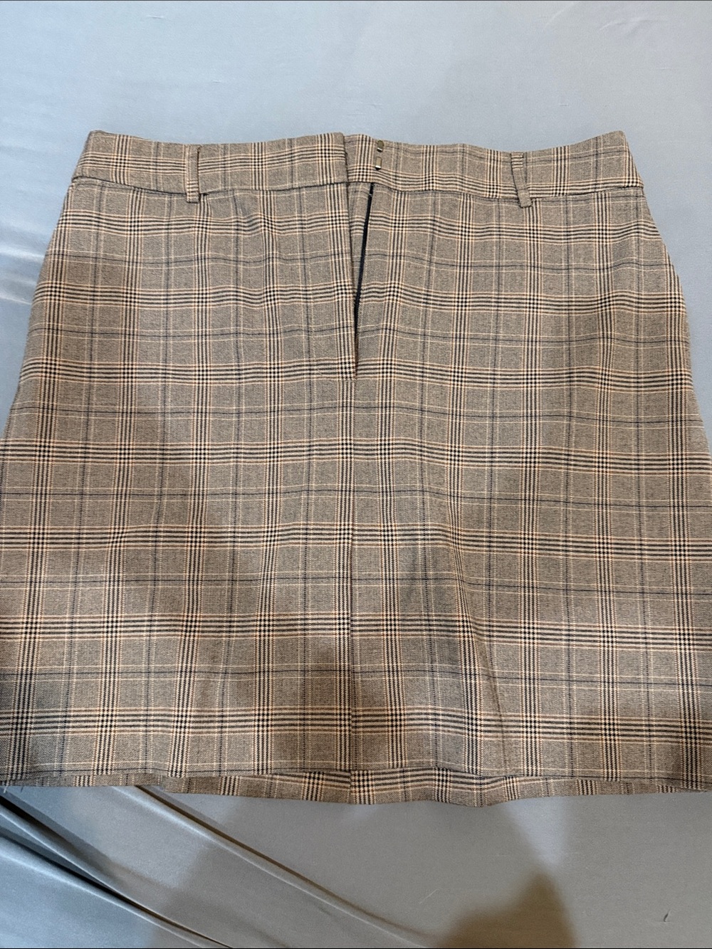 Rachel Zoe Taupe Plaid Straight Mini Skirt
